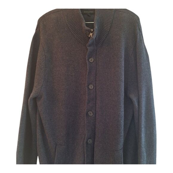 Banana Republic Zip Button Gray Cardigan Sweater Jacket Cotton Wool Academia L - Picture 12 of 16